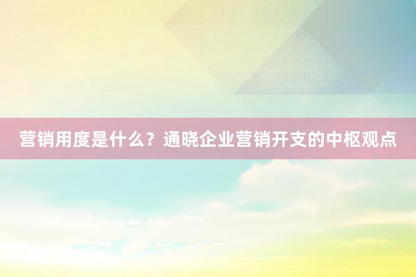 营销用度是什么？通晓企业营销开支的中枢观点